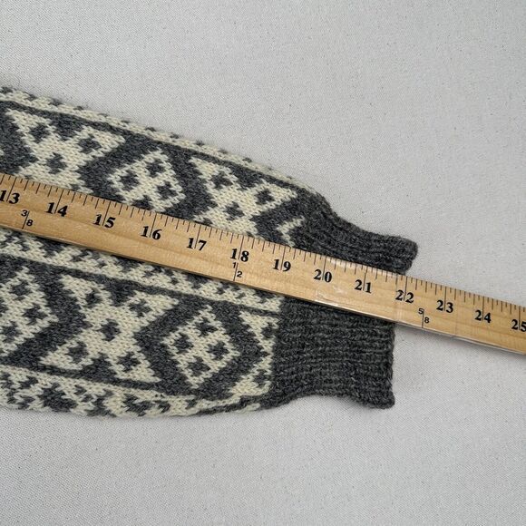 Vintage Unbranded Fair Isle Wool Knit Cardigan Women’s Medium Gray Beige Sweater - Picture 14 of 16